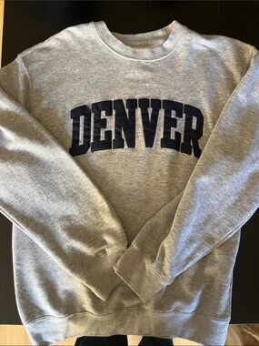 Gray Crewneck Sweatshirt with Navy 'DENVER' Lettering - Men's